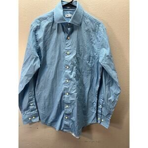 Peter Millar 100% Cotton Button Up Shirt SZ M Blue Paisley All Over Print Career